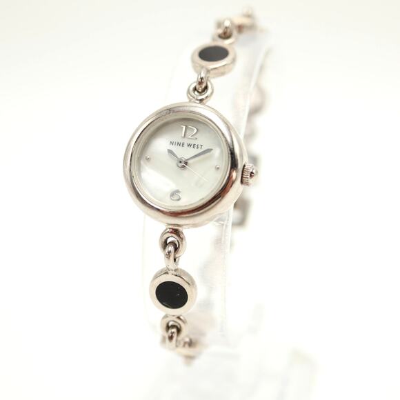 Nine West Womens MOP Petite 20mm Watch Art Deco Dot Bracelet w New Battery - Picture 1 of 14